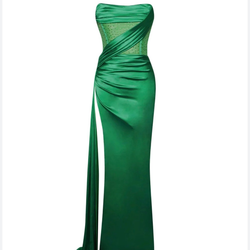 Holly green crystallized corset gown